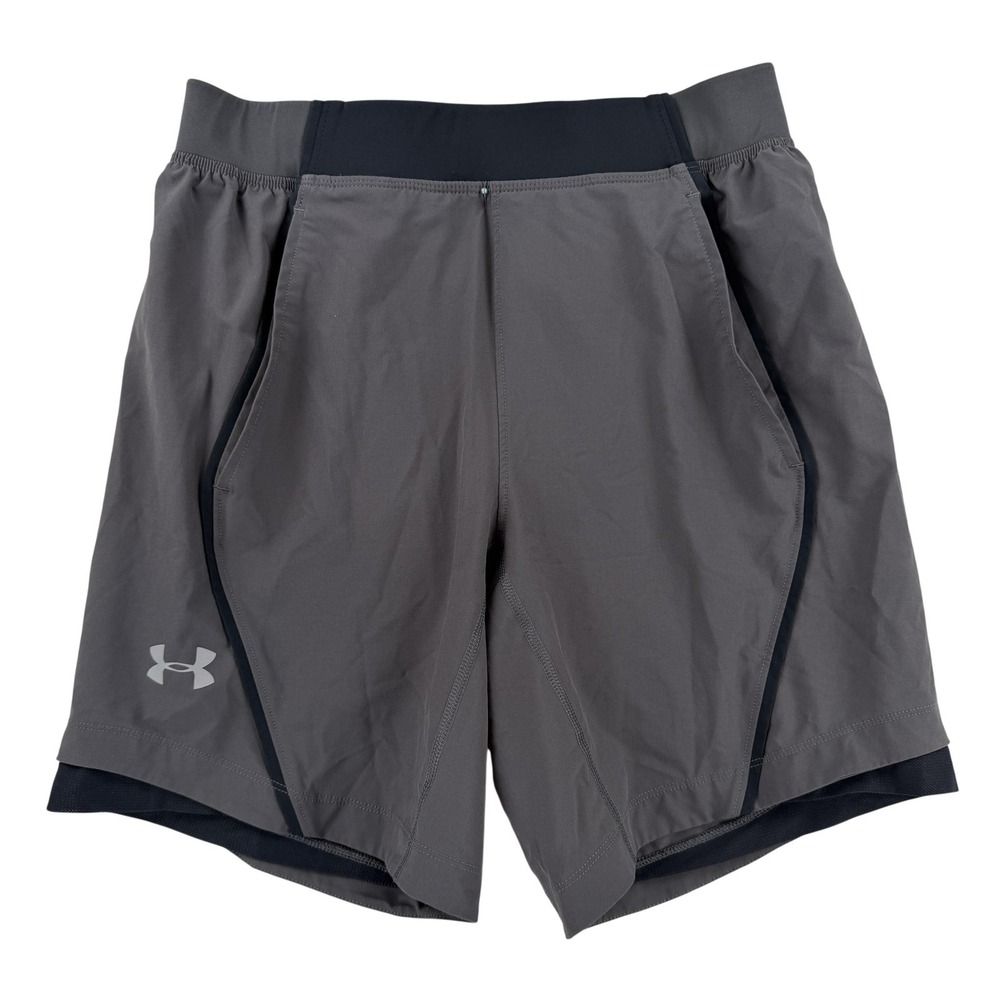 Under Armour HeatGear Shorts Mens Medium Gray 7 Inseam Lined Athletic Running